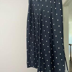 Old Navy Blue Polka Dot Satin Maxi Skirt